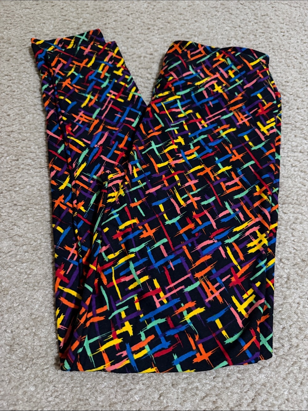 LuLaRoe Multicolor Brushstroke Print Leggings - OS